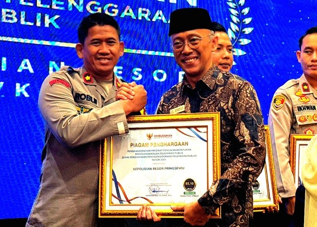 Polres Pringsewu Raih Penghargaan dari Ombudsman RI 